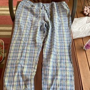 Plaid seersucker woven pants